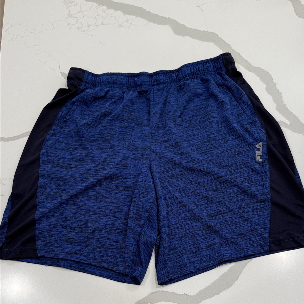 Fila Men's Blue and Black Athletic Shorts